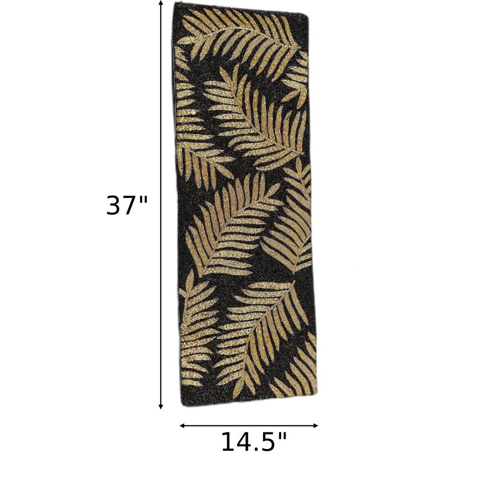 Marvelous Golden Leaf Pattern Table Runner With Placemat / Ruchi