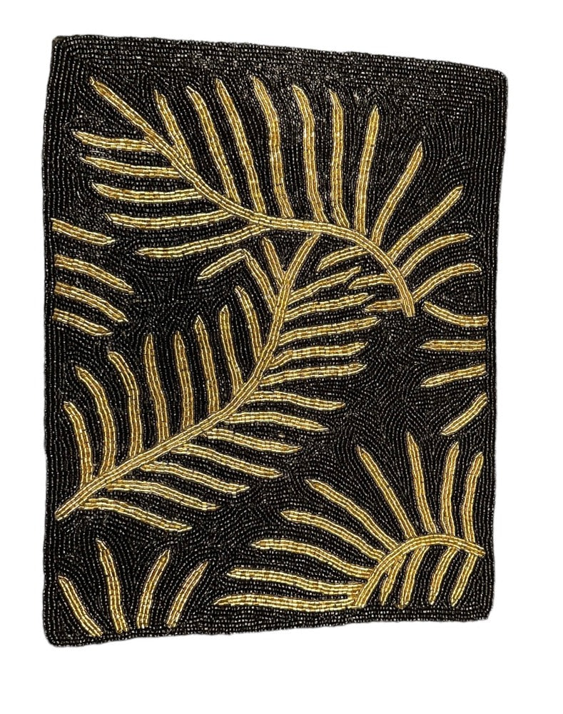 Marvelous Golden Leaf Pattern Table Runner With Placemat / Ruchi