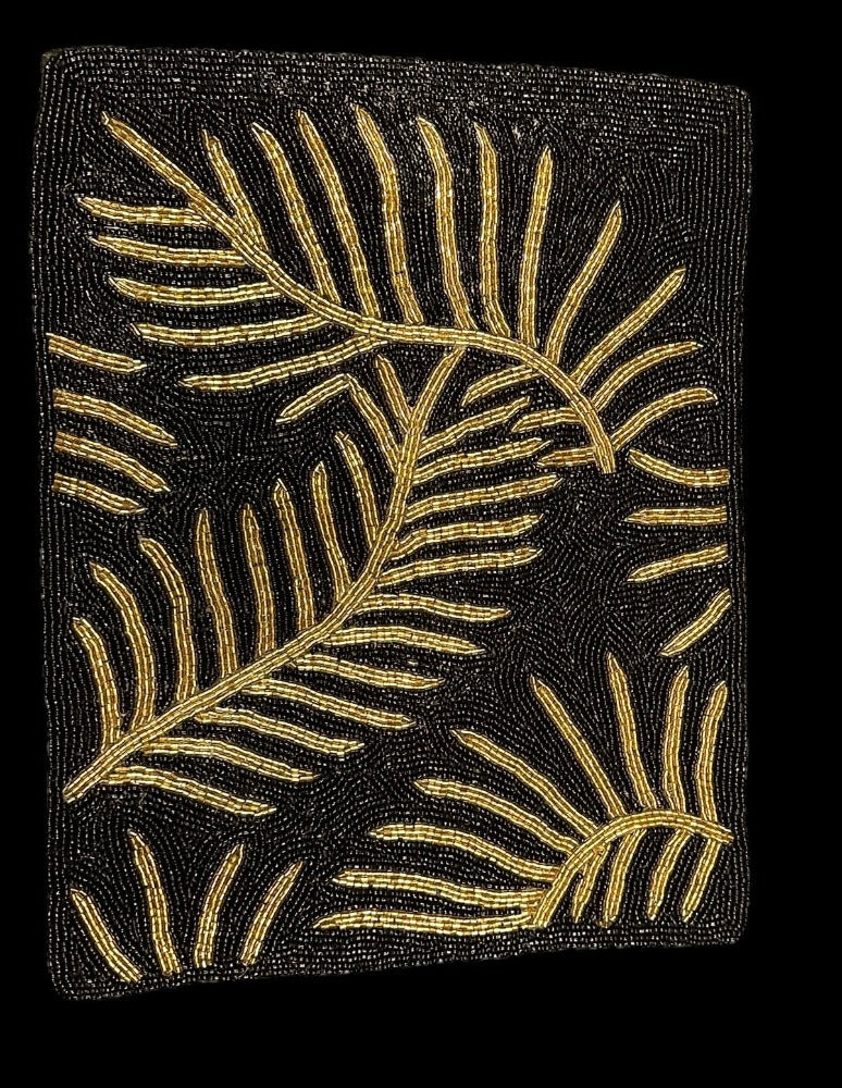 Marvelous Golden Leaf Pattern Table Runner With Placemat / Ruchi