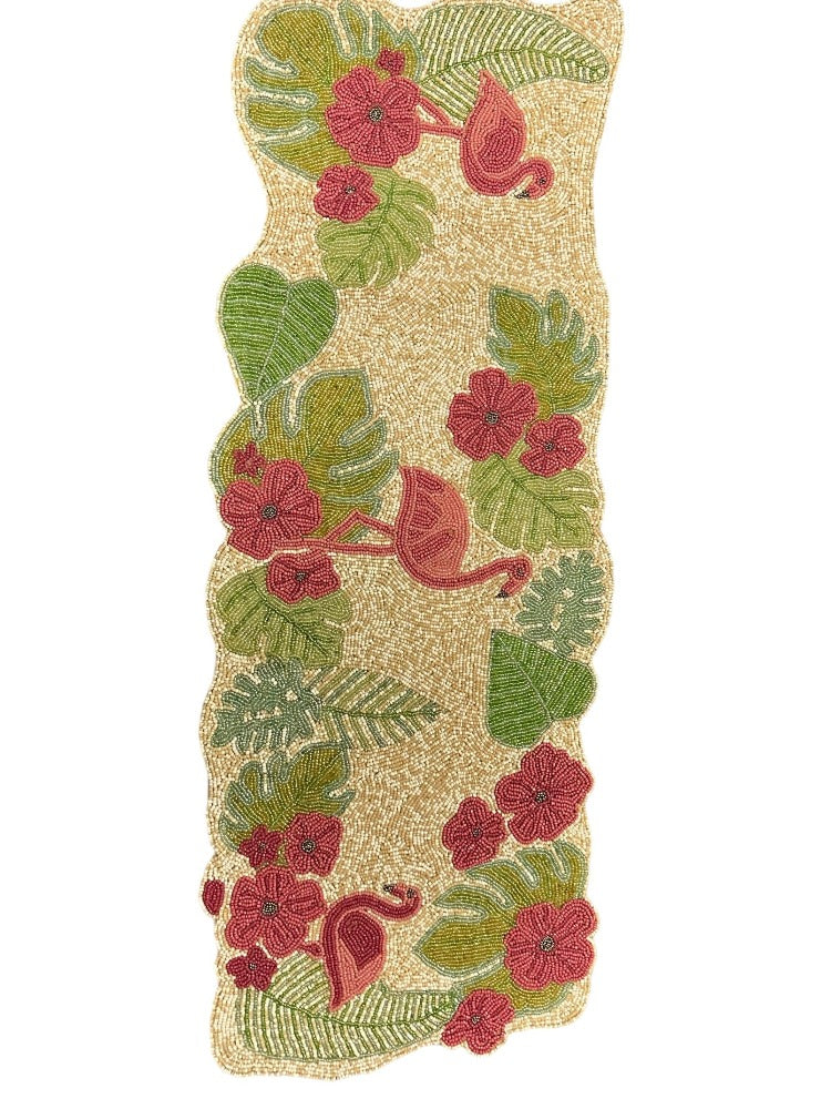 Flamingo Beaded Table Runner Set / Ruchi