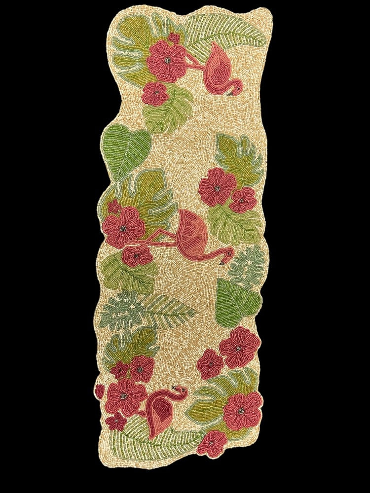 Flamingo Beaded Table Runner Set / Ruchi