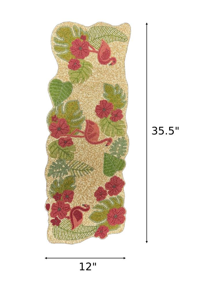 Flamingo Beaded Table Runner Set / Ruchi