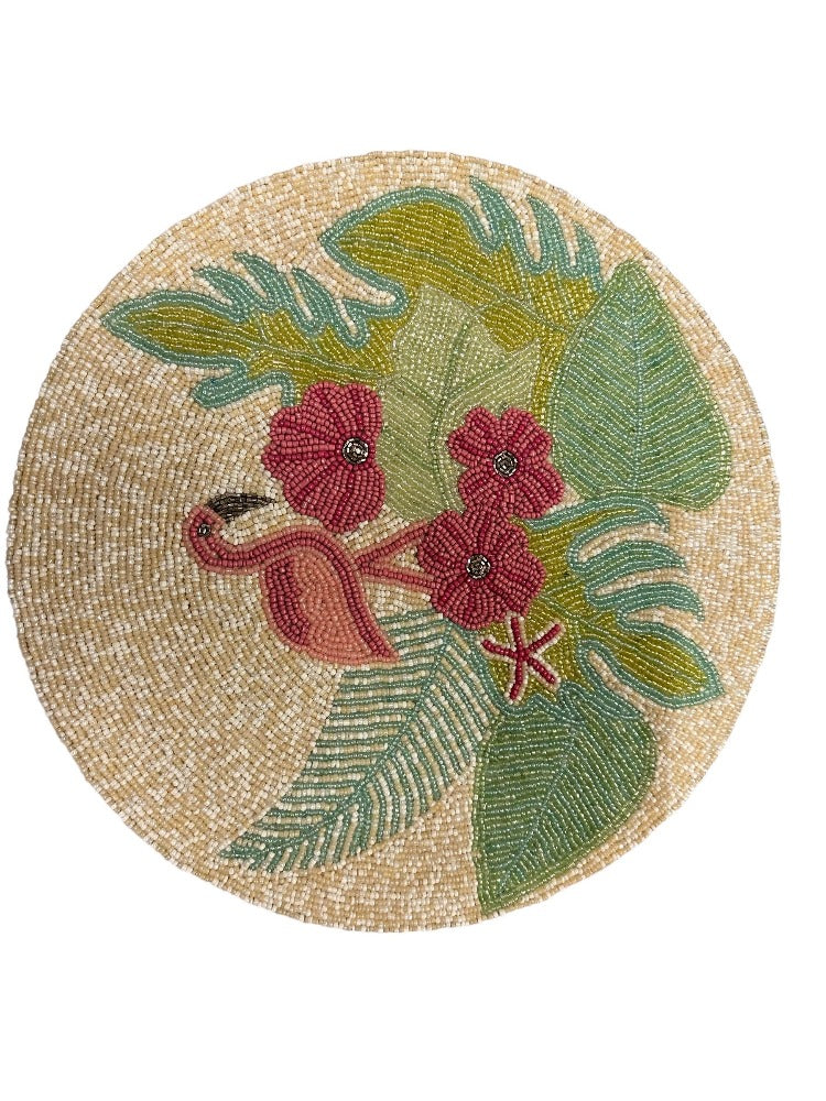 Flamingo Beaded Table Runner Set / Ruchi