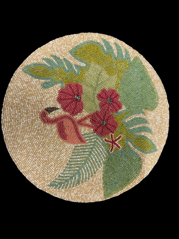 Flamingo Beaded Table Runner Set / Ruchi
