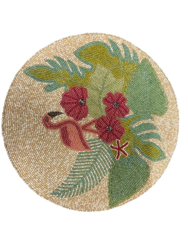 Flamingo Beaded Table Runner Set / Ruchi
