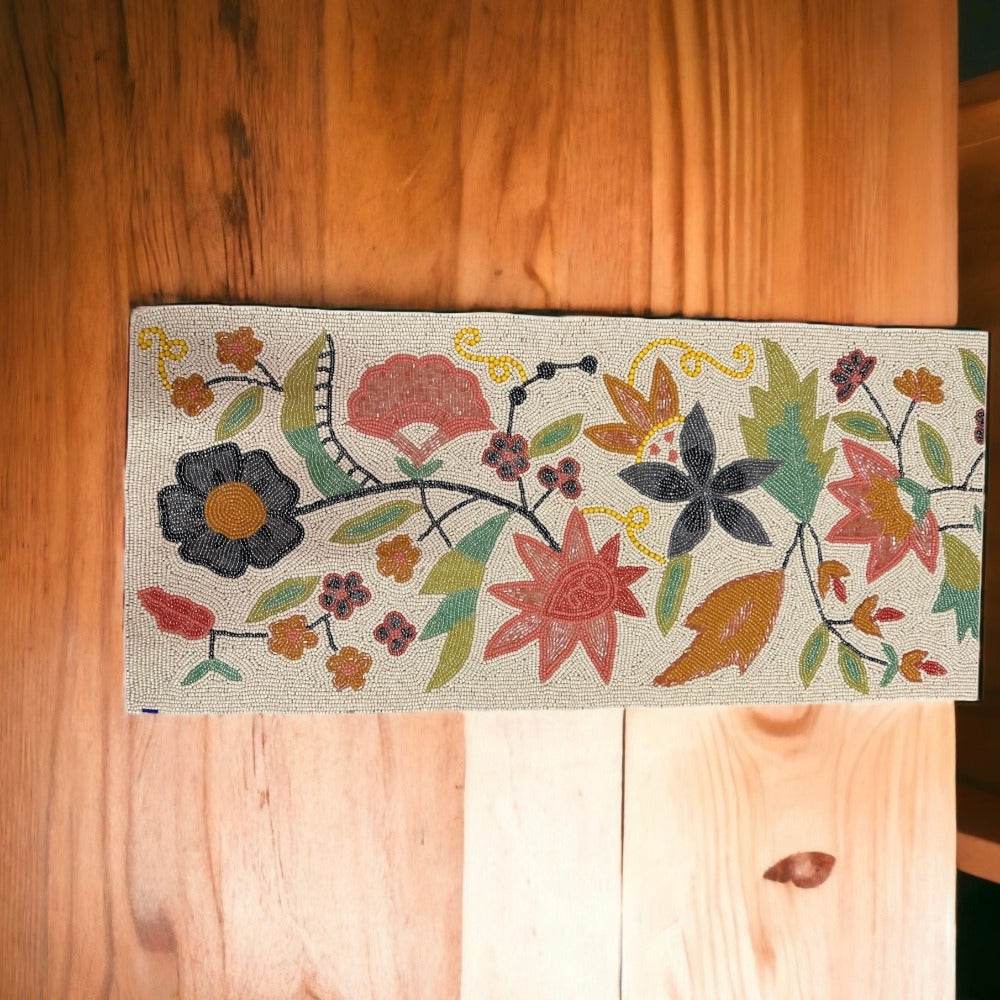 Multicolor Floral Beaded Table Runner / Ruchi