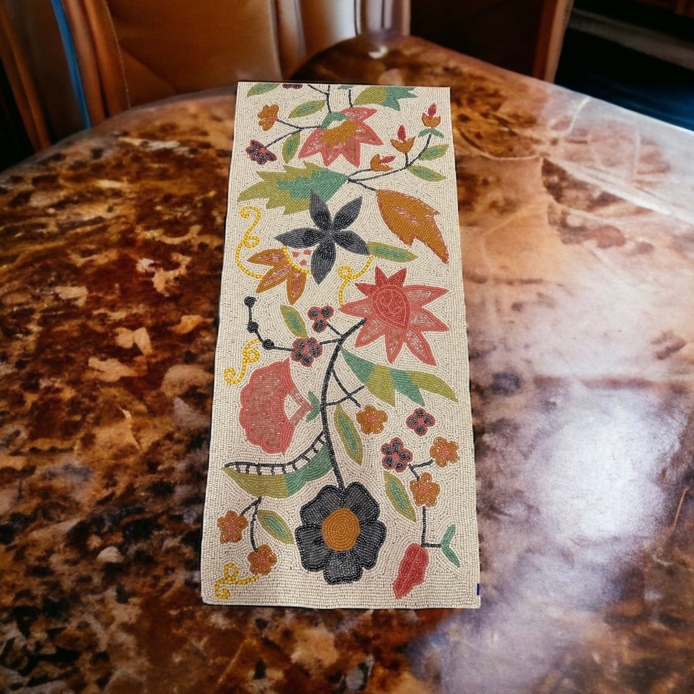 Multicolor Floral Beaded Table Runner / Ruchi