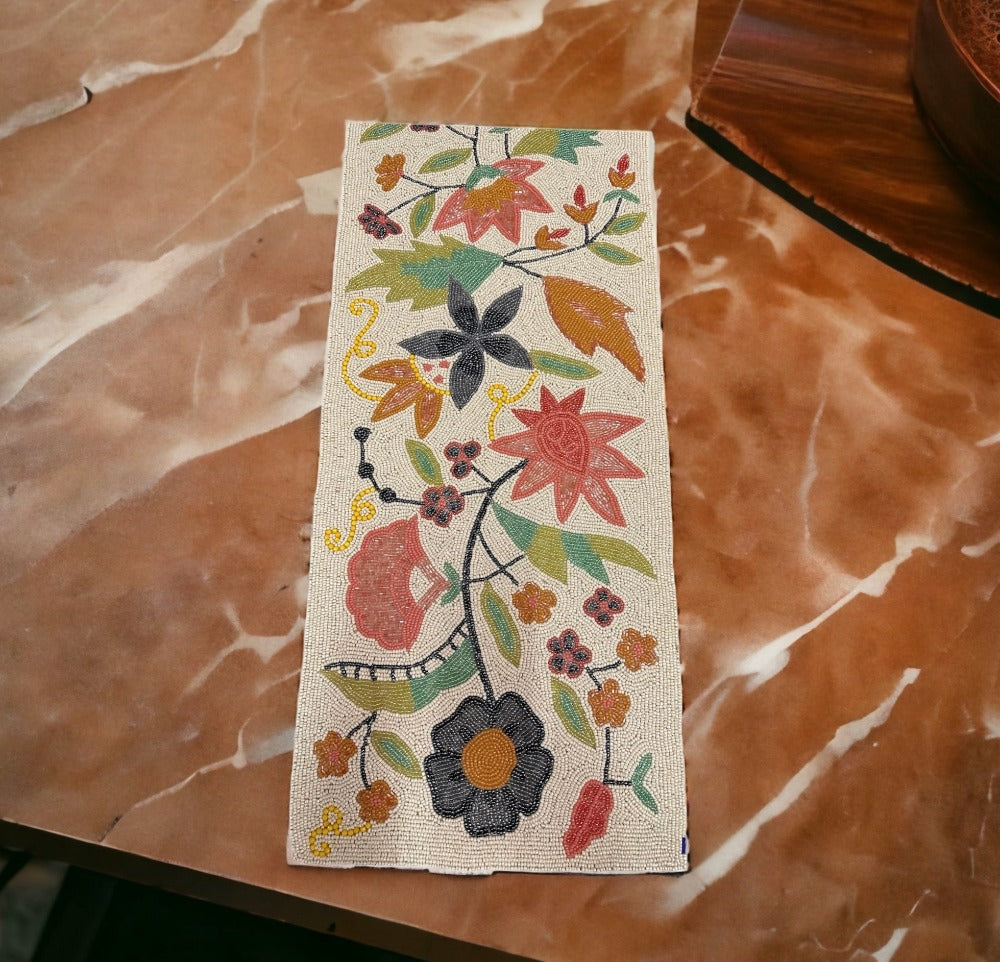 Multicolor Floral Beaded Table Runner / Ruchi