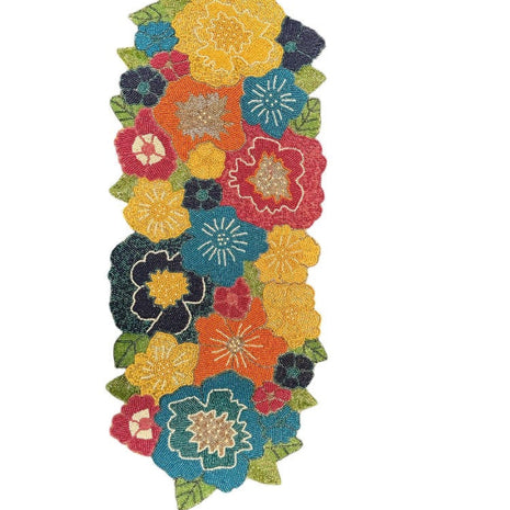 Opulent Multicolored Floral Beaded Runner / Ruchi