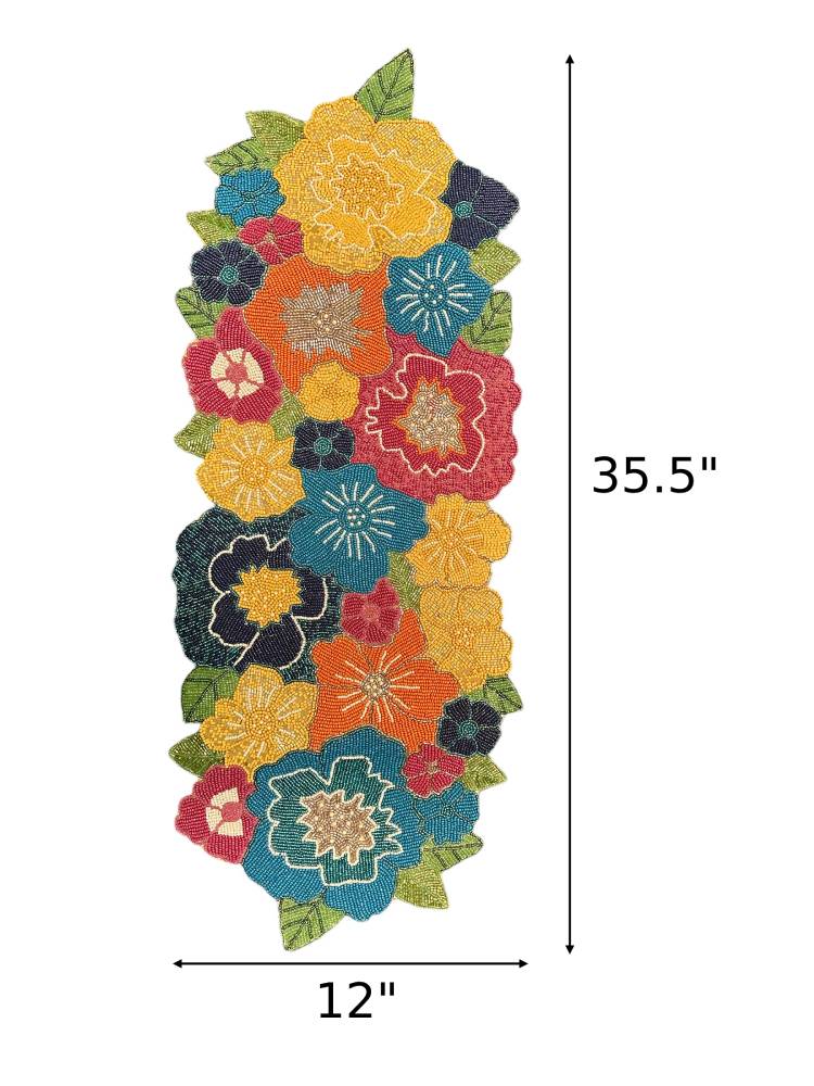 Opulent Multicolored Floral Beaded Runner / Ruchi