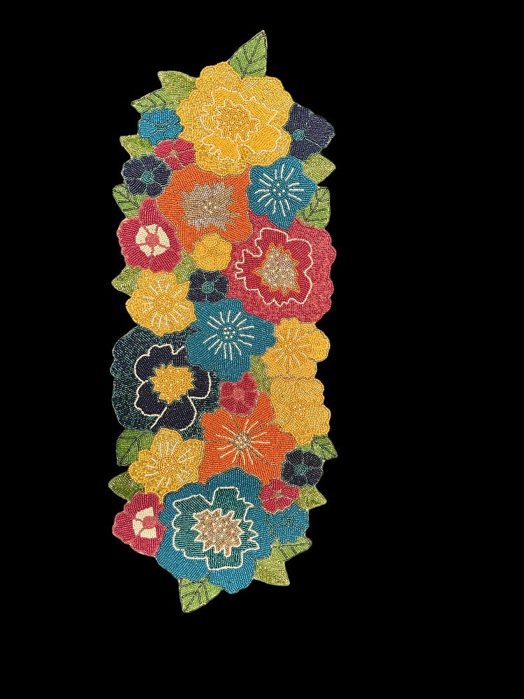 Opulent Multicolored Floral Beaded Runner / Ruchi