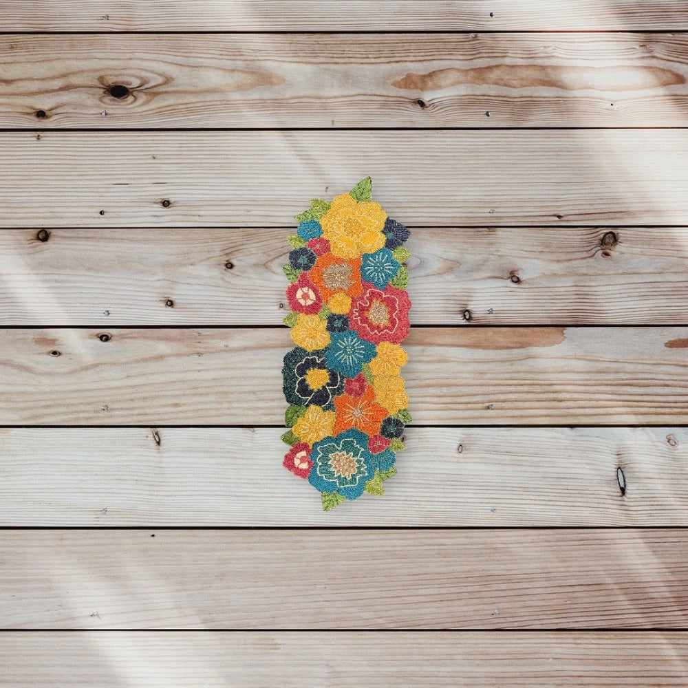 Opulent Multicolored Floral Beaded Runner / Ruchi