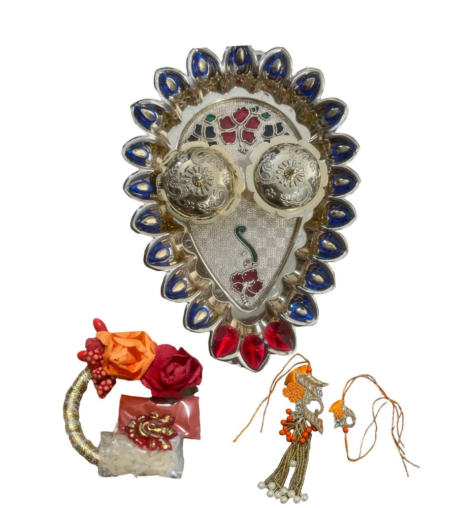 Decorative Set Of Raksha Bandhan Thali With Rakhi And Lumba / Ruchi