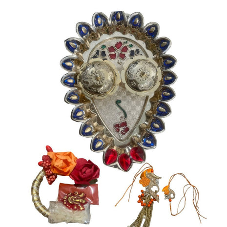 Rakhi Lumba Metal Thali Set For Brother / Ruchi