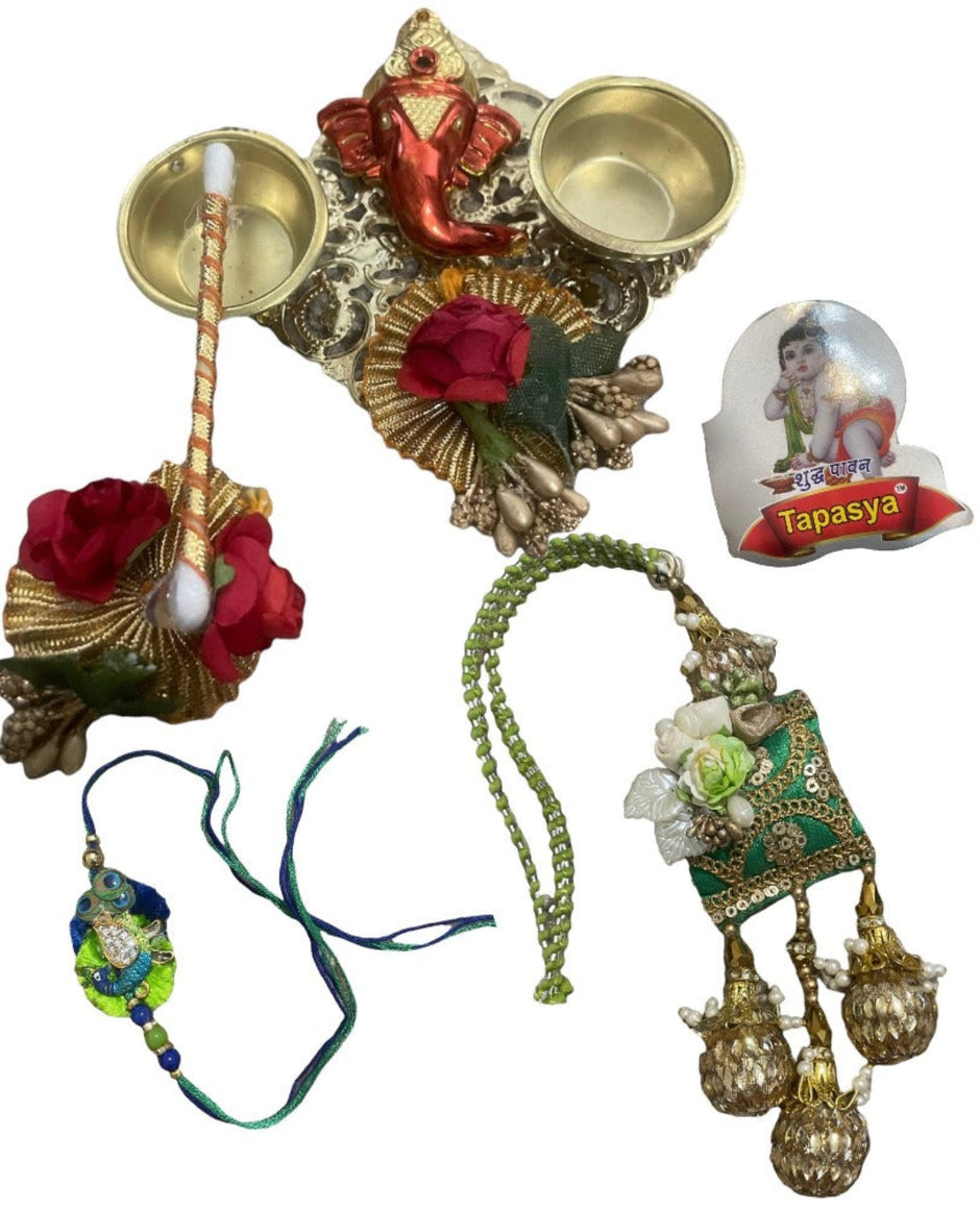 Ganesha Designed Lumba Rakhi Thali Set / Ruchi