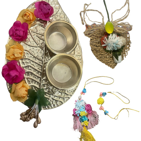Rakhi Lumba Leaf Design Thali Set / Ruchi