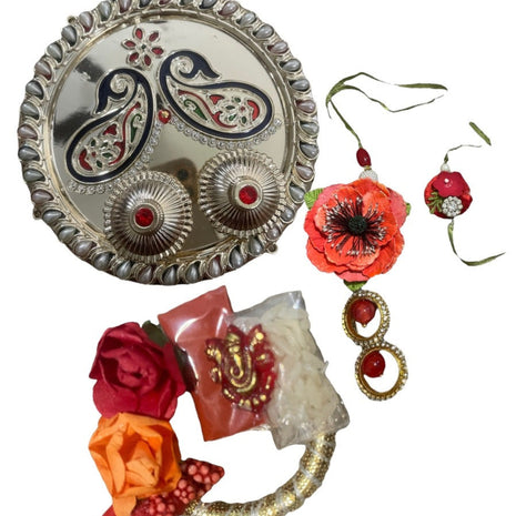 Rakhi Lumba And Thali Set With Chandan Rice / Ruchi 