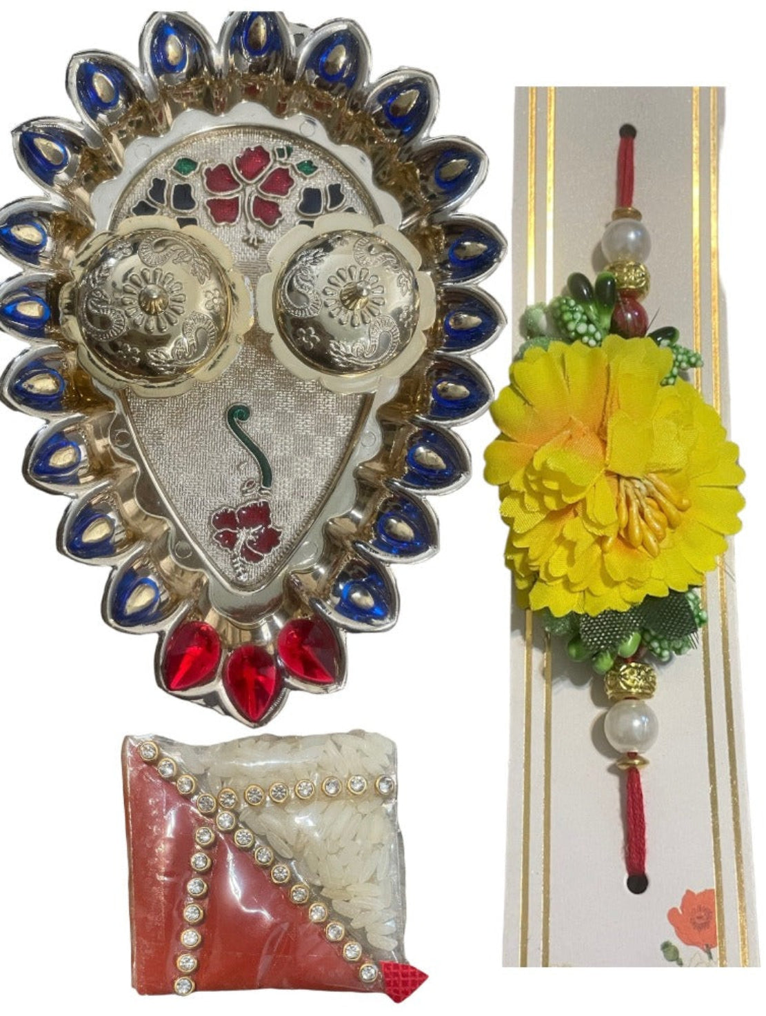 Flower Design Rakhi Thali Set / Ruchi