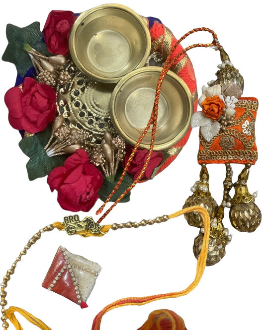 Captivating Raksha Bandhan Set Of Thali, Rakhi, Lumba, And Traditional Essentials / Ruchi