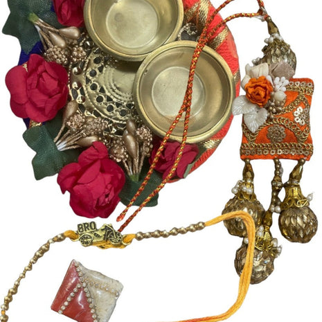 Lumba Rakhi Metal Thali Set For Brother / Ruchi