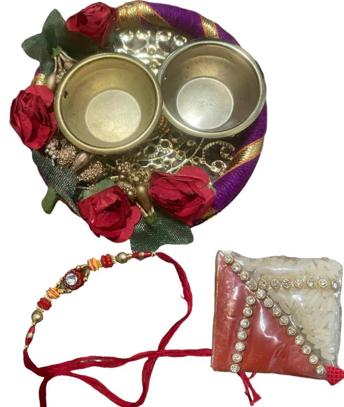 Rakhi Thali Decoration Set With Dual Bowls / Ruchi