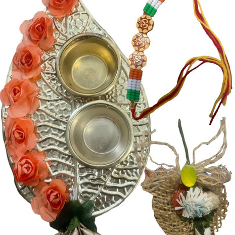 Silver Finished Rakhi Thali Set / Ruchi