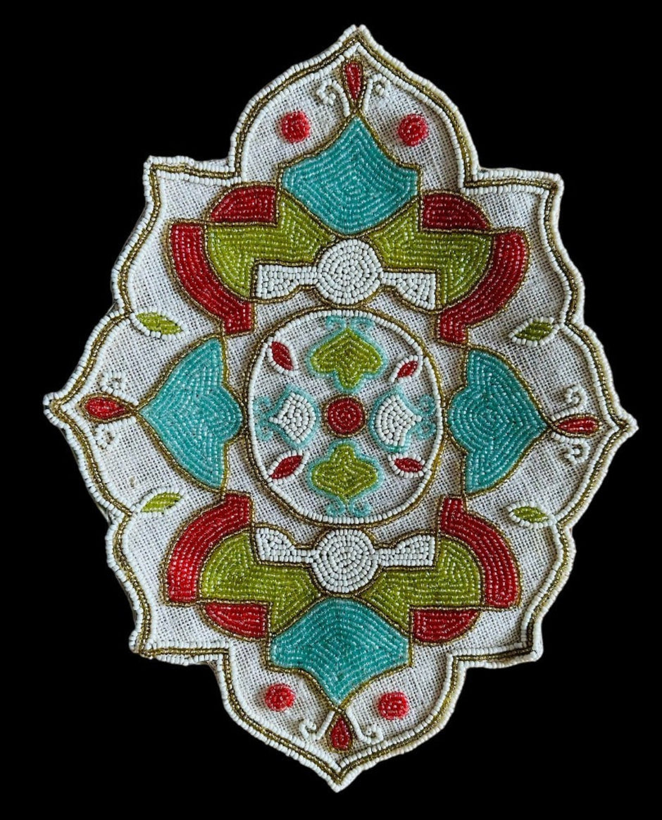 2 PCS Mandala Embroidered Beaded Placemat / Ruchi