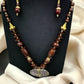 Captivating Semi-Precious Stone Brown Wooden Beaded Necklace And Earrings Set / Ruchi