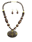 Brown Wooden Beaded Necklace Set / Ruchi