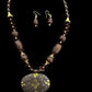 Captivating Semi-Precious Stone Brown Wooden Beaded Necklace And Earrings Set / Ruchi
