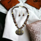 Captivating Semi-Precious Stone Brown Wooden Beaded Necklace And Earrings Set / Ruchi