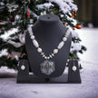 Hexagonal Pendant White Beaded Necklace Set / Ruchi