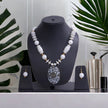 White Beaded Wooden Necklace Set / Ruchi