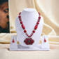 Red Pendant Stone Necklace And Earrings Set / Ruchi