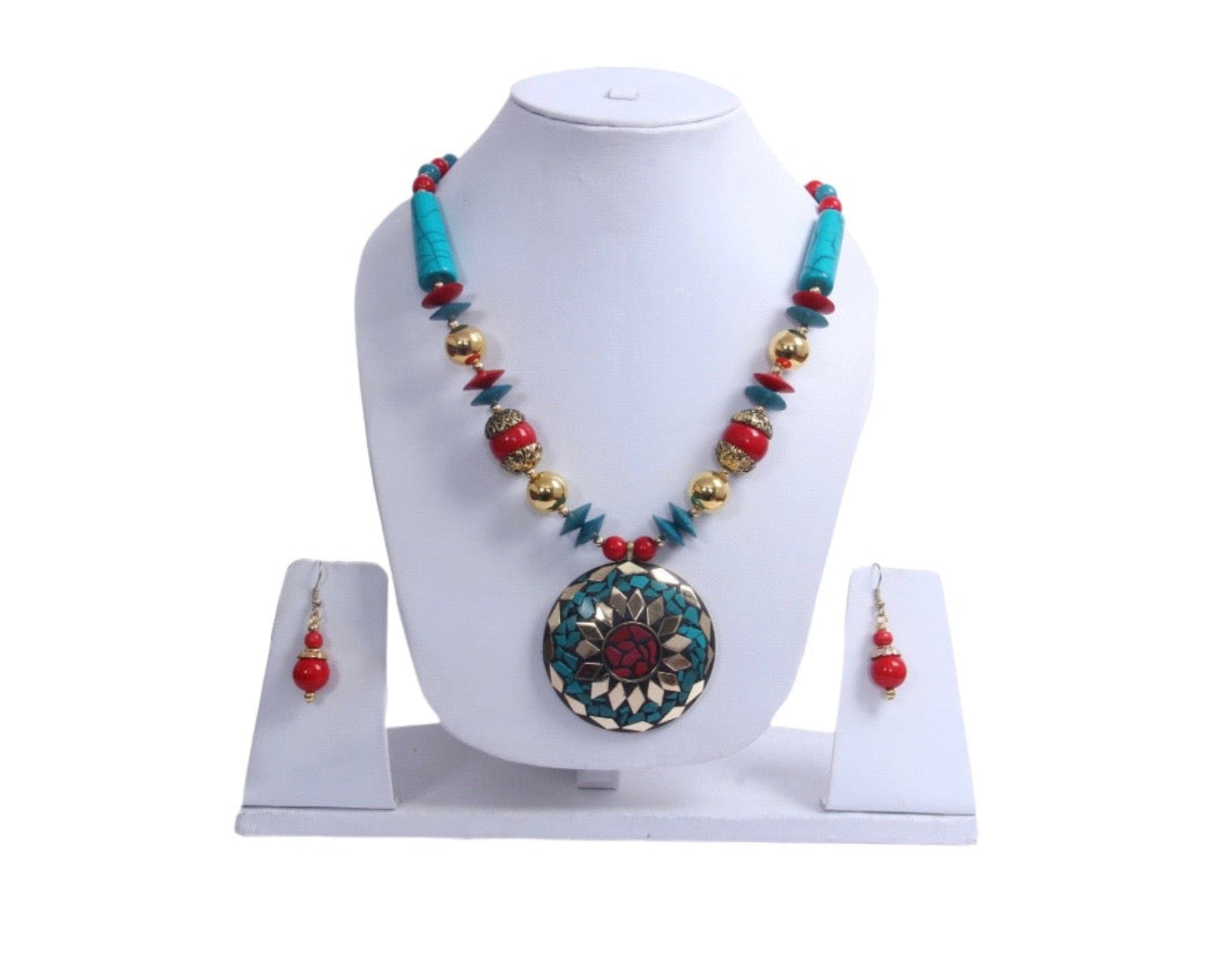Vibrant Round Wooden Beaded Necklace Set / Ruchi