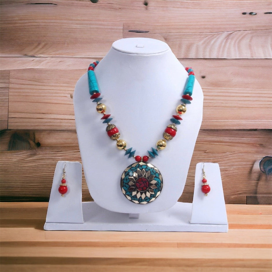 Vibrant Round Wooden Beaded Necklace Set / Ruchi