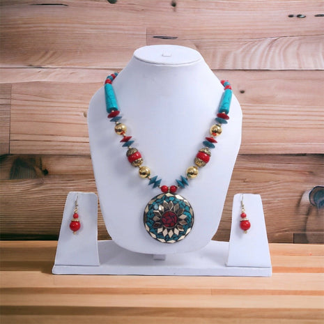 Vibrant Round Wooden Beaded Necklace Set / Ruchi