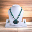 Beaded Blue Pendant Necklace Set / Ruchi