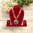 White-Gold Wooden Beaded Necklace Set / Ruchi