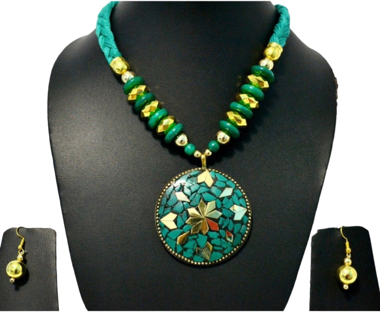Traditional Wooden Beaded Necklace And Earrings Set / Ruchi
