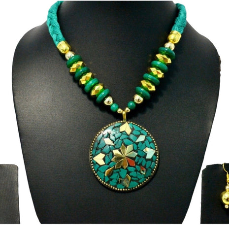Traditional Wooden Beaded Necklace And Earrings Set / Ruchi