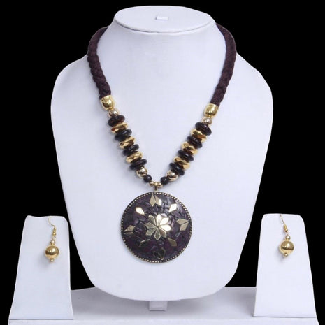 Round Stone Wooden Beaded Necklace Set / Ruchi