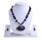 Enchanting Blue-Gold Floral Pendant Wooden Beaded Necklace And Hoop Earrings Set / Ruchi