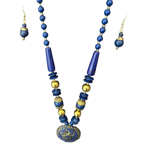 Elegant Beaded Necklace And Hoop Earrings Set / Ruchi