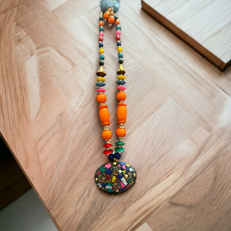 Endearing Pendant Multicolored Beaded Necklace Set / Ruchi