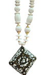 Square Pendant Beaded Necklace And Earrings Set / Ruchi