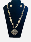 White Wooden Beaded Necklace Set / Ruchi