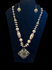 White Wooden Beaded Necklace Set / Ruchi