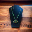Oval Beaded Pendant Green Necklace Set / Ruchi
