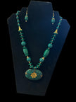 Floral Wooden Beaded Necklace And Earrings Set / Ruchi